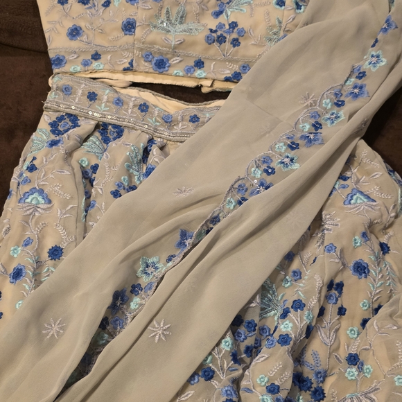 Ethnic Indian Wear Dresses & Skirts - Ethnic Indian Wear Blue and Cream Wedding Dress Lehenga